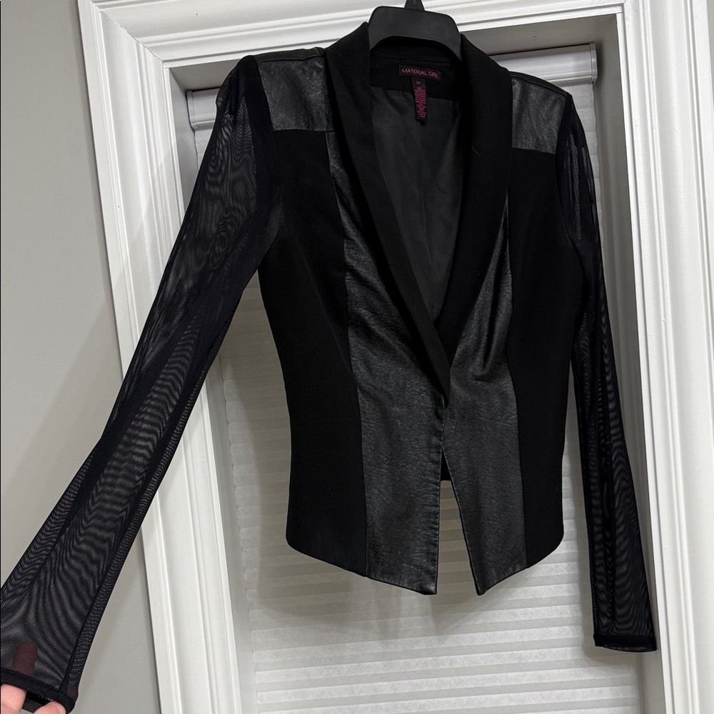 Material Girl Black Sheer Sleeve Jacket